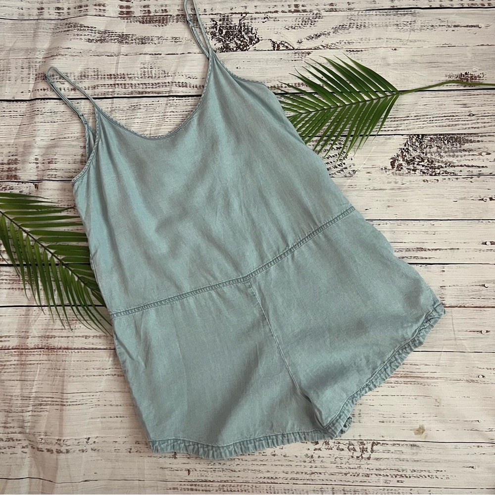 Express Denim Chambray Sleeveless Romper
